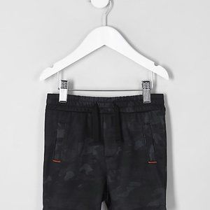 River Island Toddler Boys Black Camo Drawstring Waist Jersey Shorts